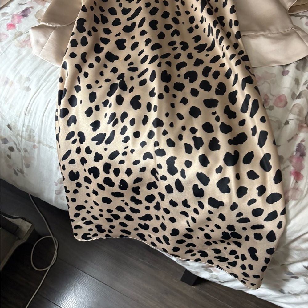Leopard Print Satin Skirt